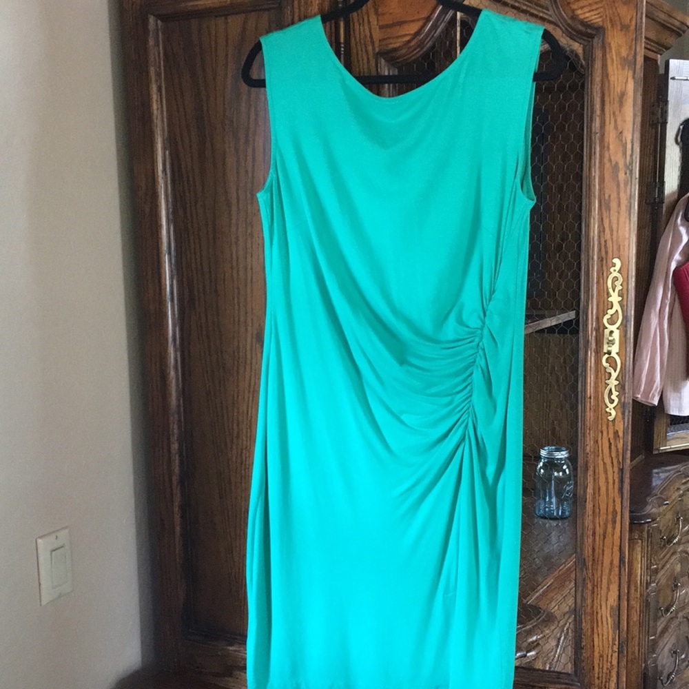 ANN TAYLOR Ruched Front Tank Dress Green Large
